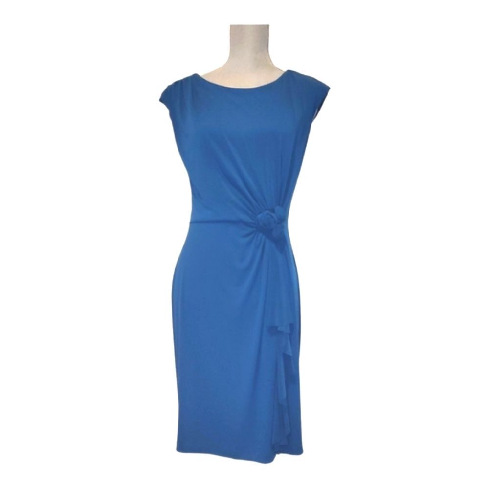 Connected Apparel blue fitted sleeveless knee length cocktail dress size 10
